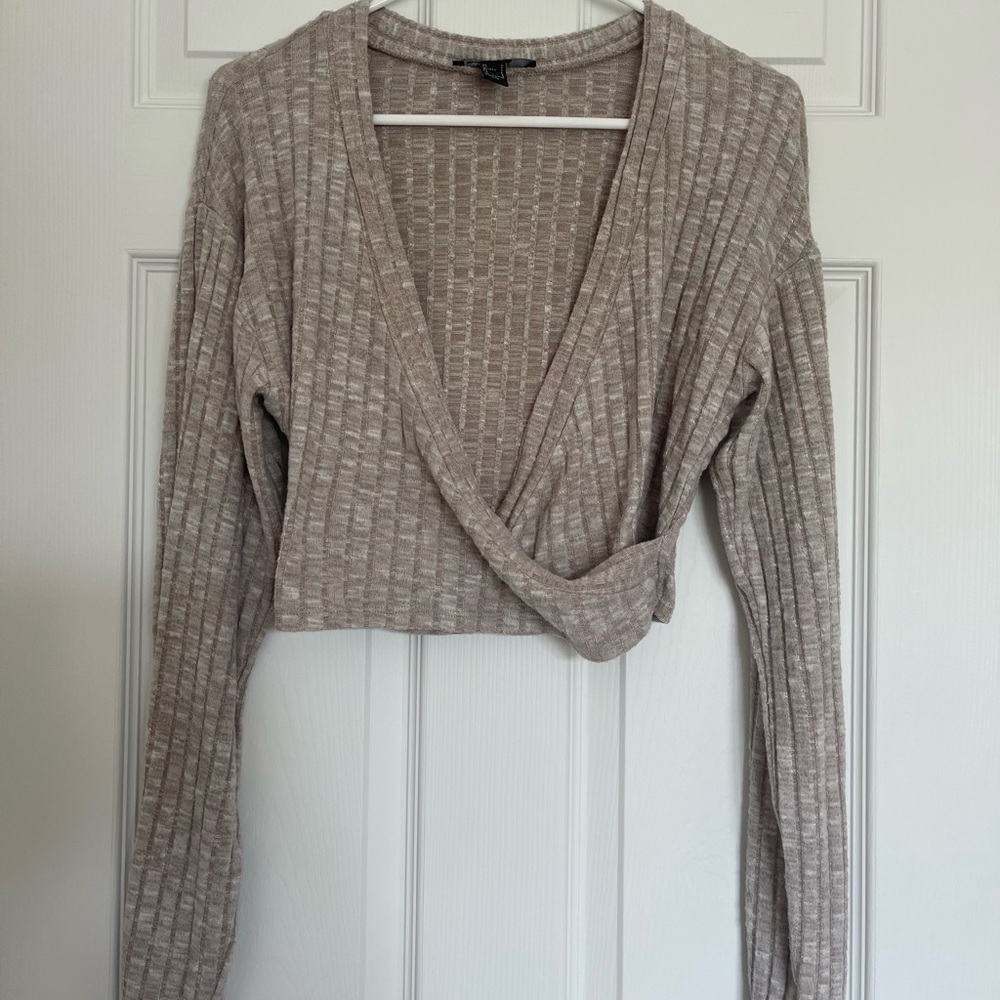 Cropped Wrap Sweater